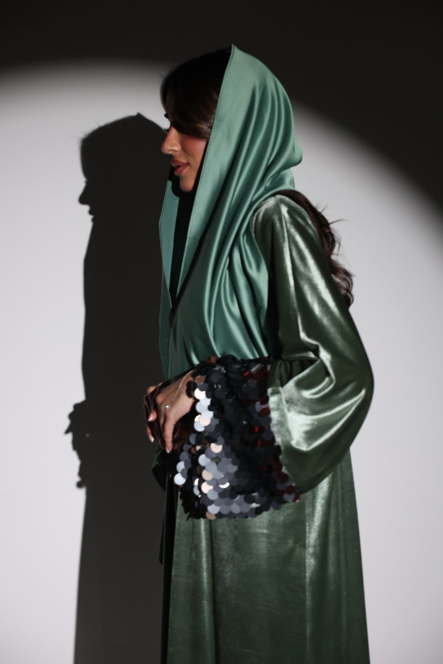 Amani Velvet Abaya 3-Piece Set With Glitter