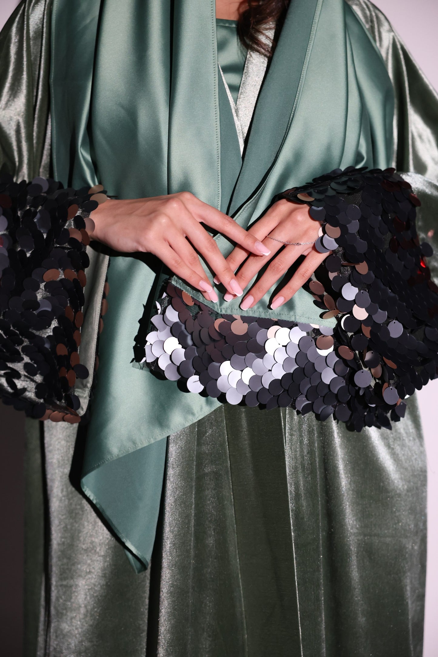 Amani Velvet Abaya 3-Piece Set With Glitter