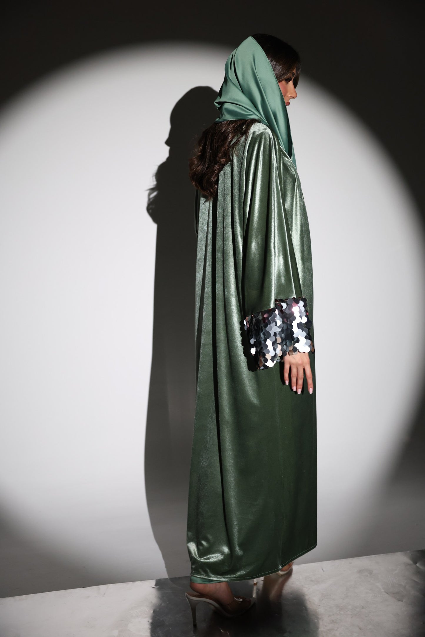 Amani Velvet Abaya 3-Piece Set With Glitter