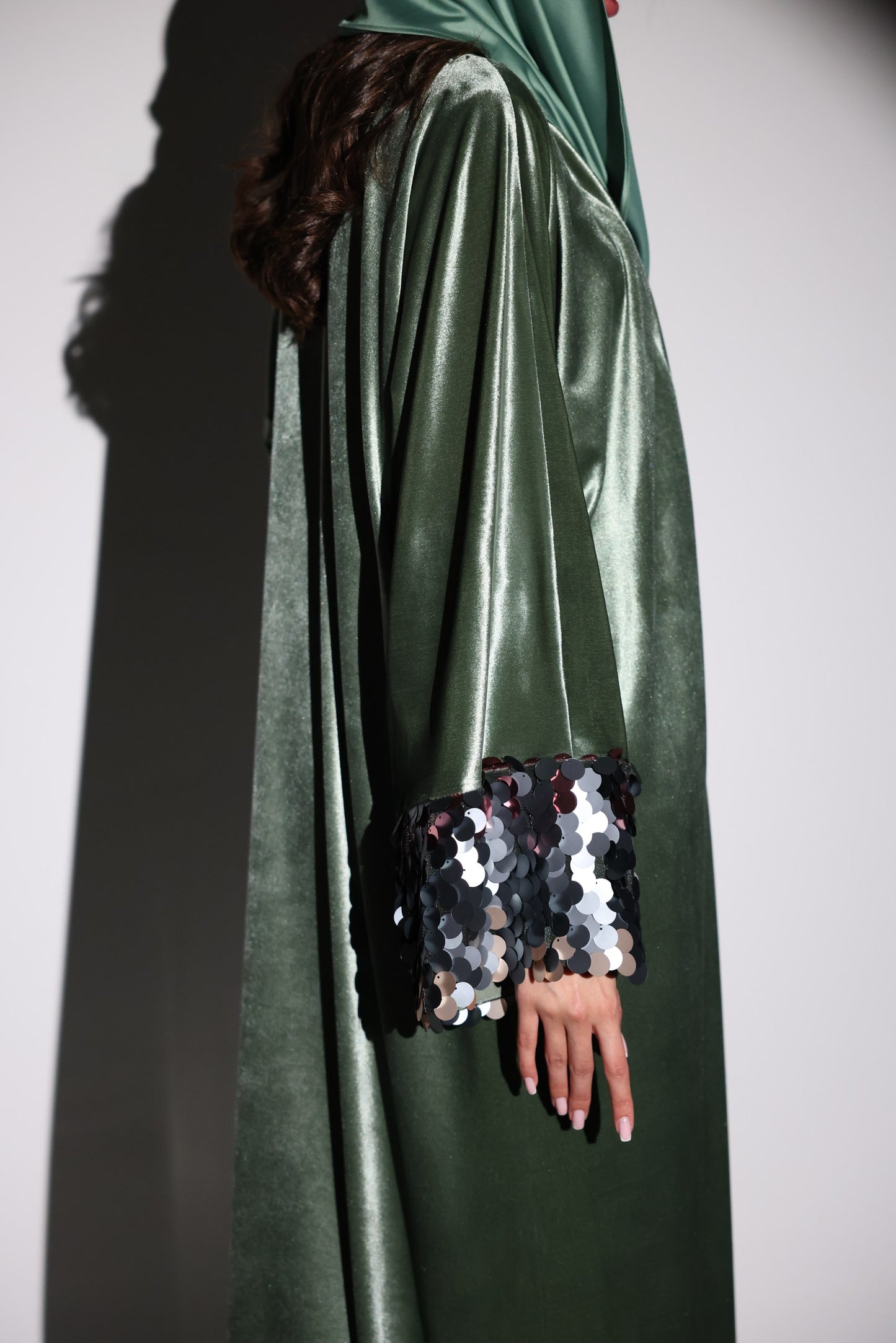 Amani Velvet Abaya 3-Piece Set With Glitter