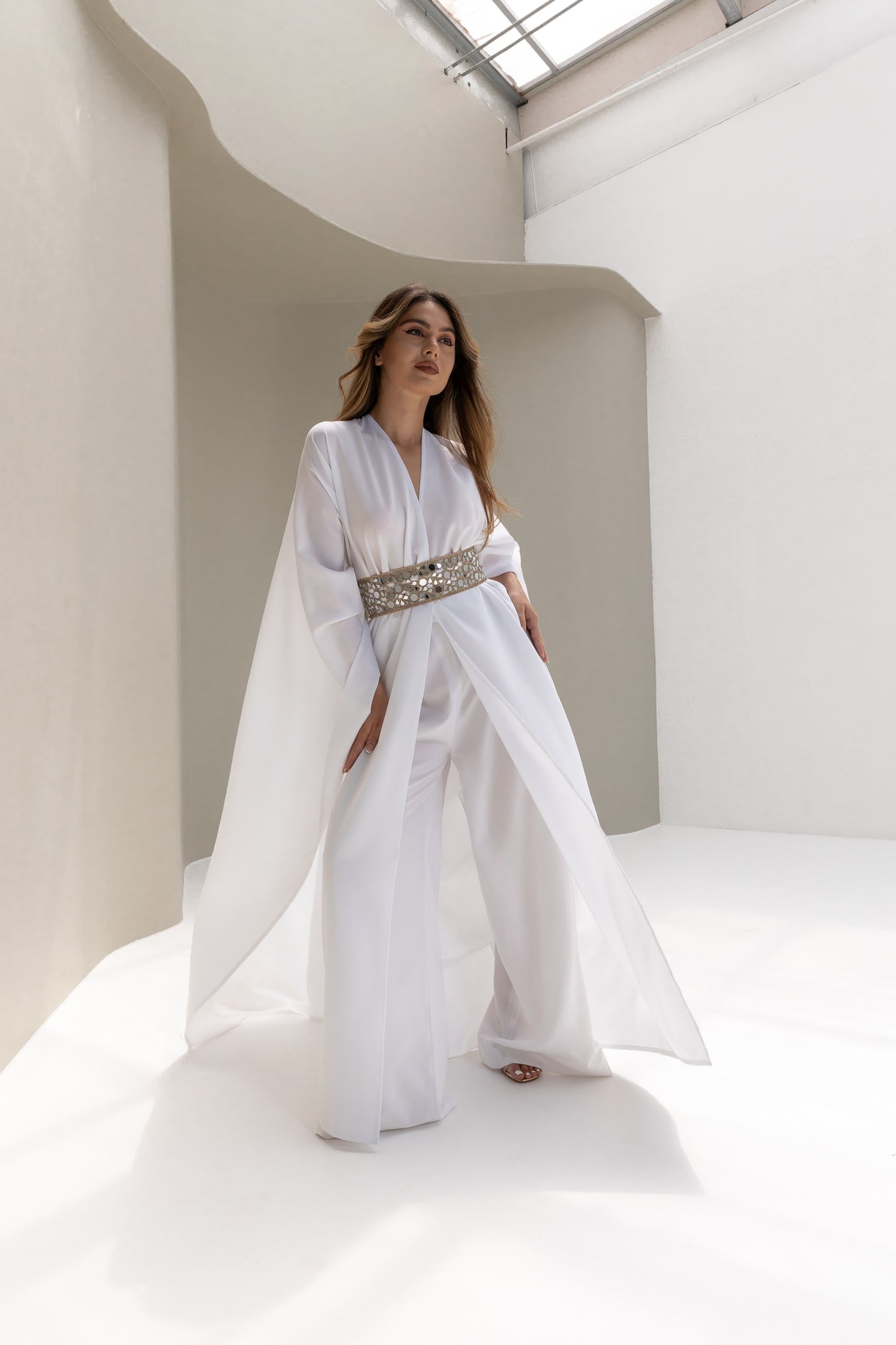 Arabella White Kaftan Abaya 3 Piece Set SS25-26