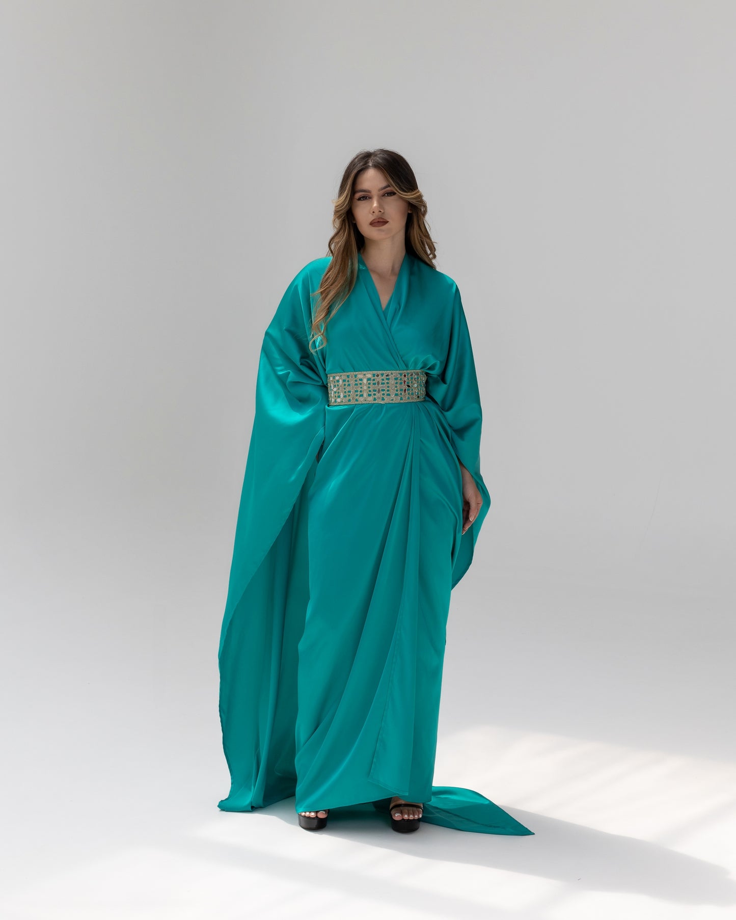 Arabella Turquoise Kaftan Abaya 3 Piece Set SS25-26