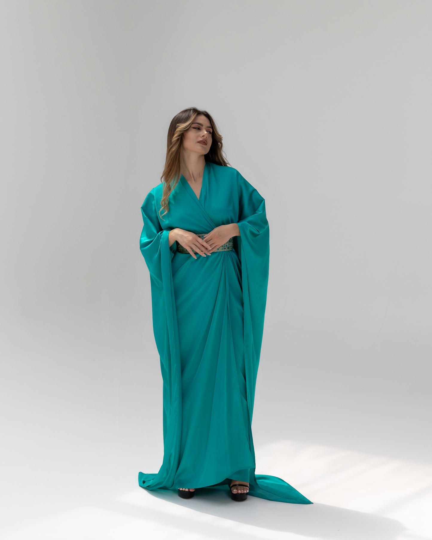 Arabella Turquoise Kaftan Abaya 3 Piece Set SS25-26