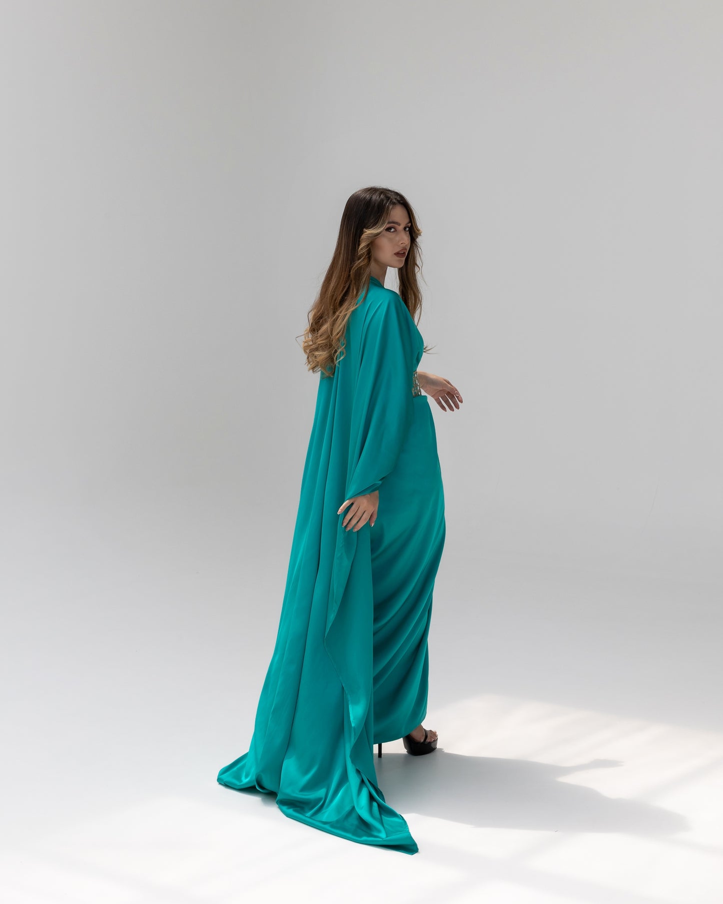 Arabella Turquoise Kaftan Abaya 3 Piece Set SS25-26