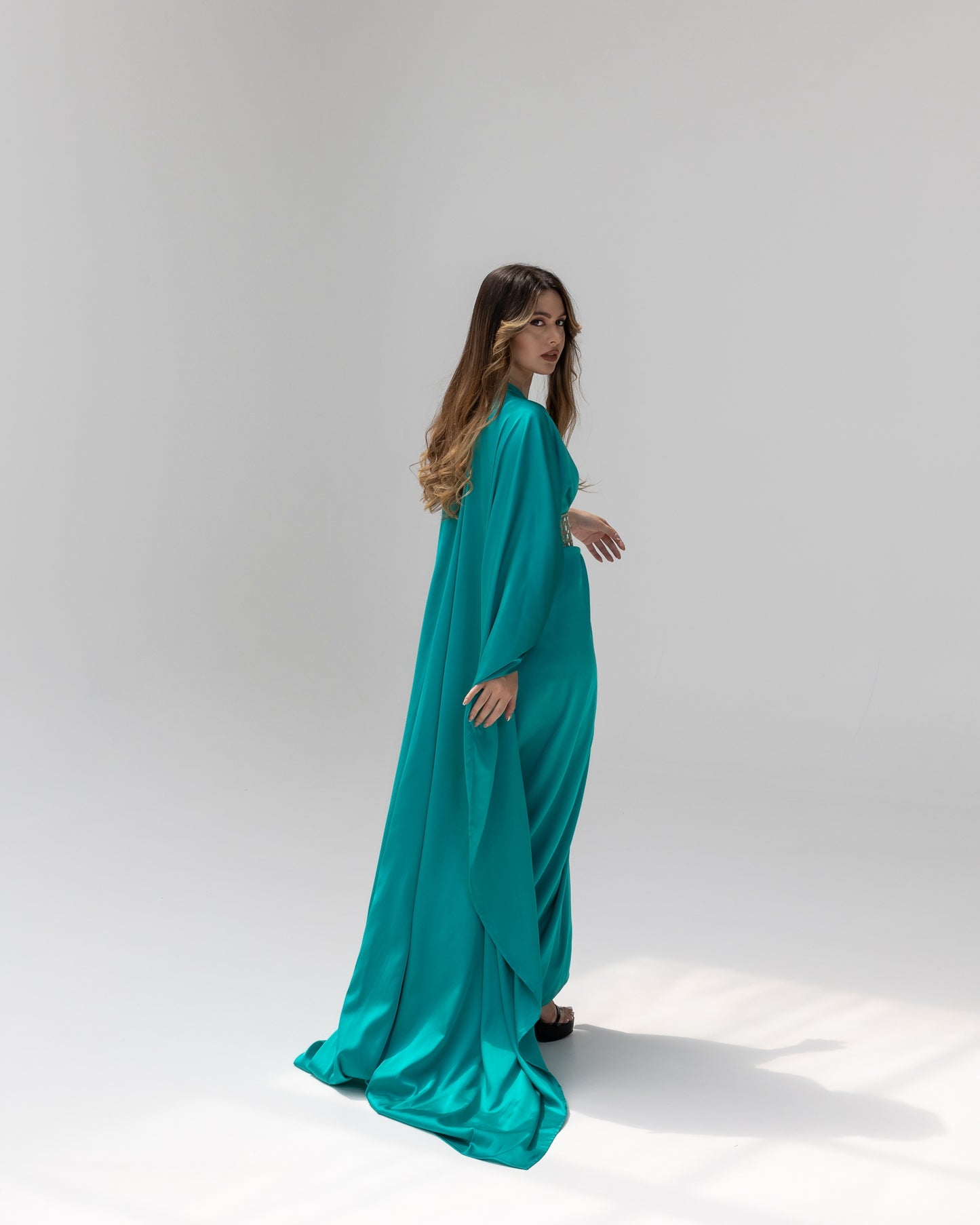 Arabella Turquoise Kaftan Abaya 3 Piece Set SS25-26