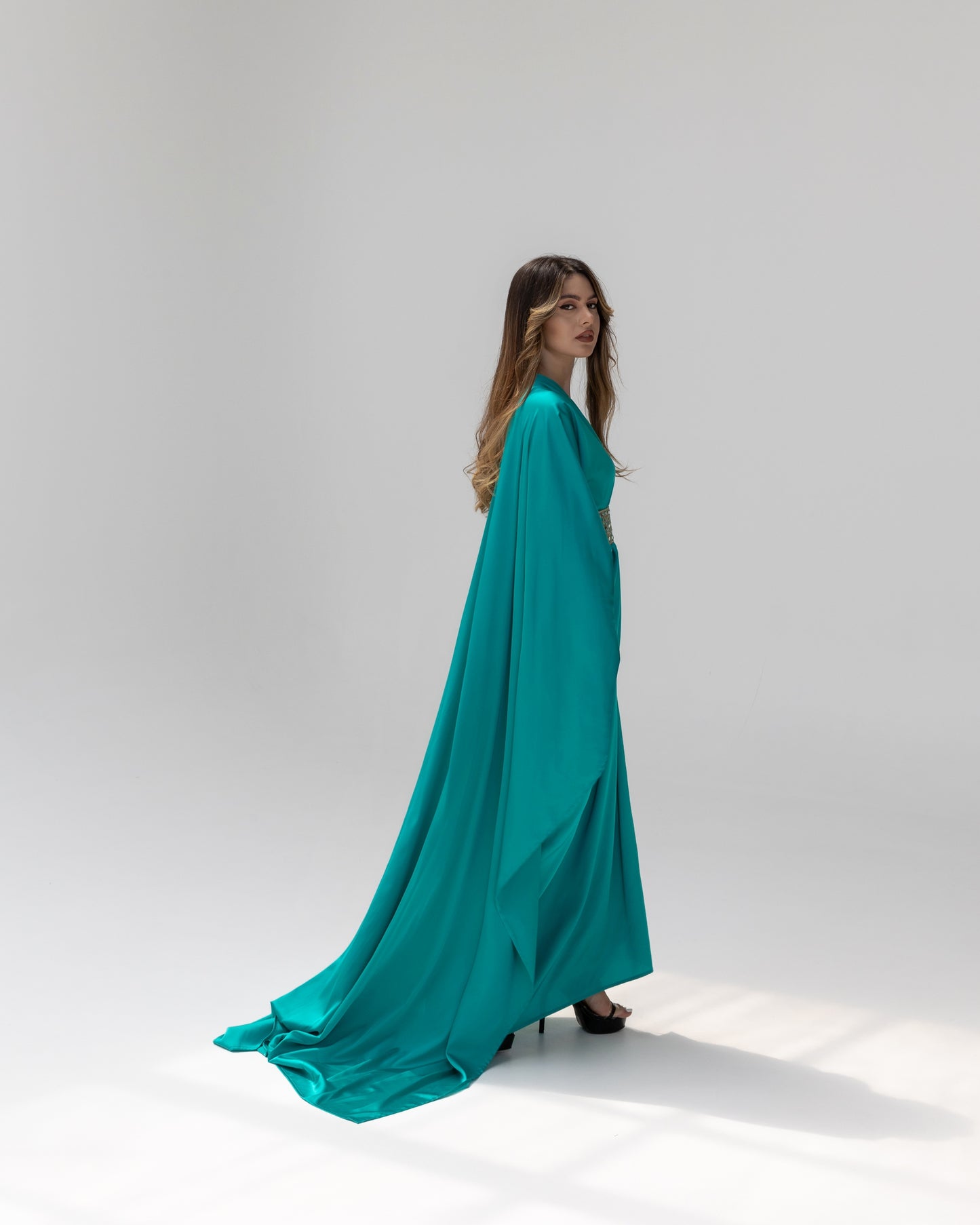 Arabella Turquoise Kaftan Abaya 3 Piece Set SS25-26