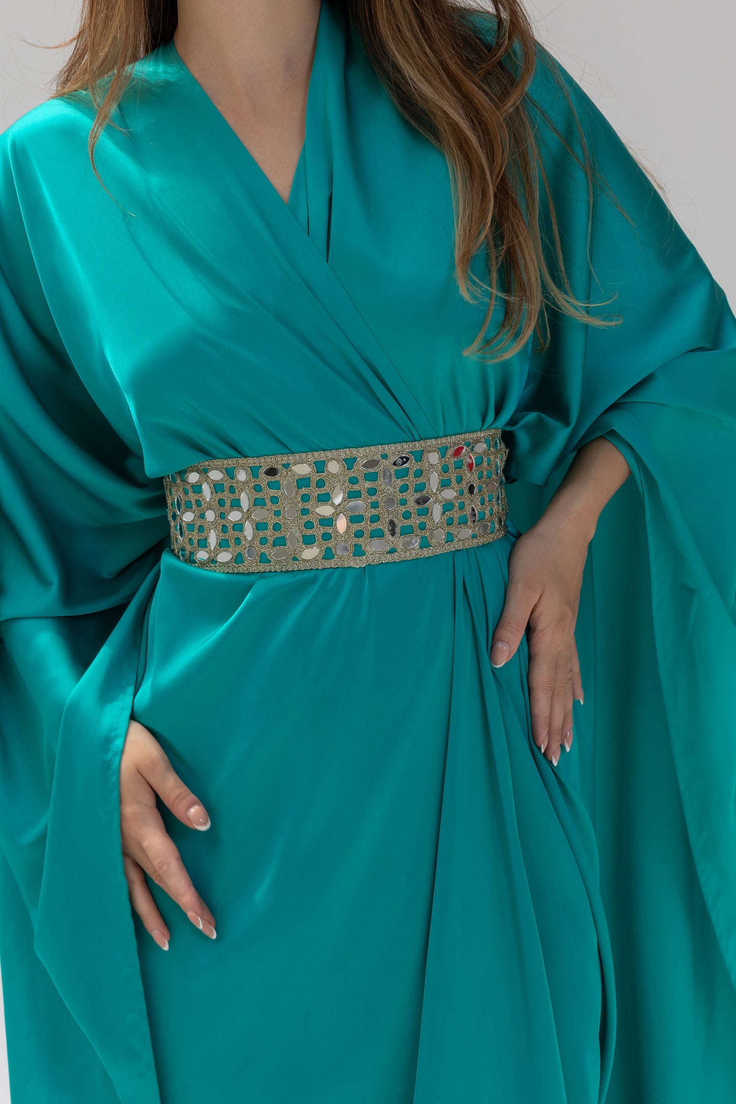 Arabella Turquoise Kaftan Abaya 3 Piece Set SS25-26