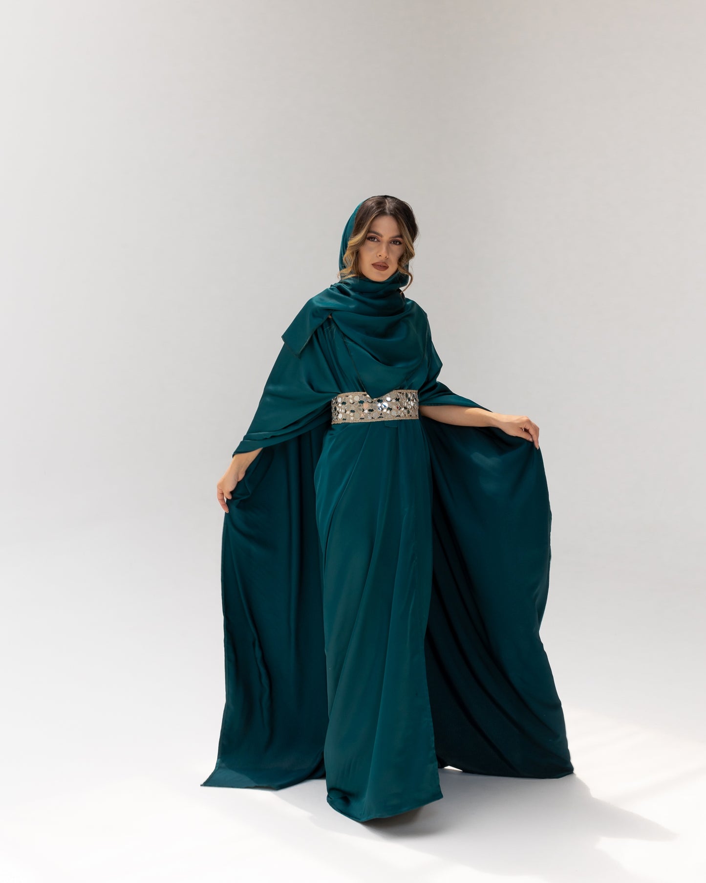 Arabella Dark Green Kaftan Abaya 3 Piece Set SS25-26