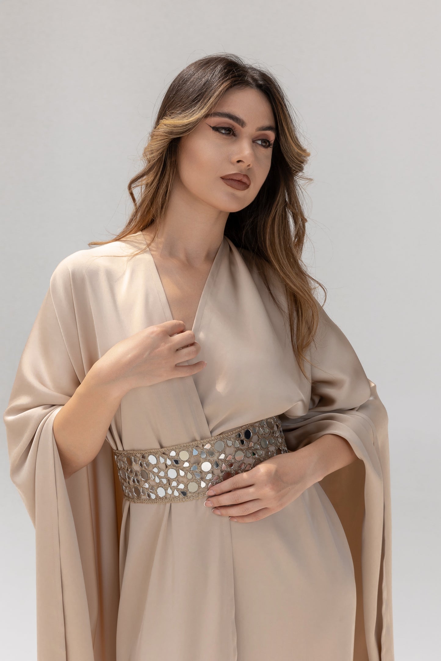 Arabella Cream Kaftan Abaya 3 Piece Set SS25-26