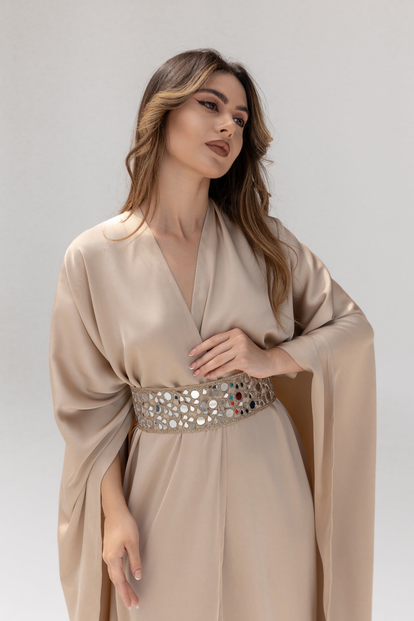 Arabella Cream Kaftan Abaya 3 Piece Set SS25-26